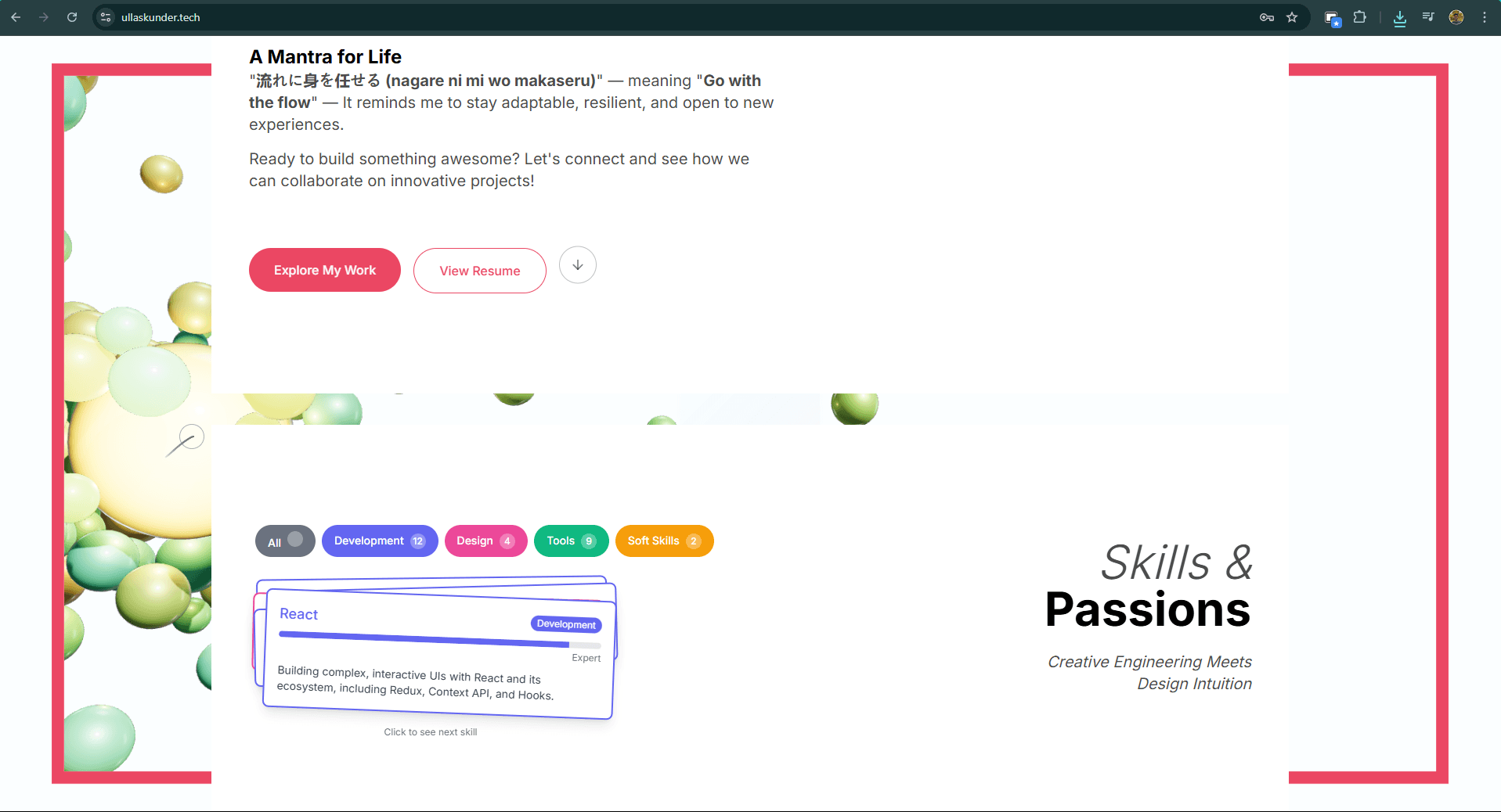 Homepage with animated hero