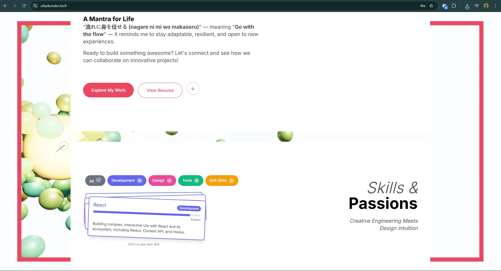 Homepage with animated hero